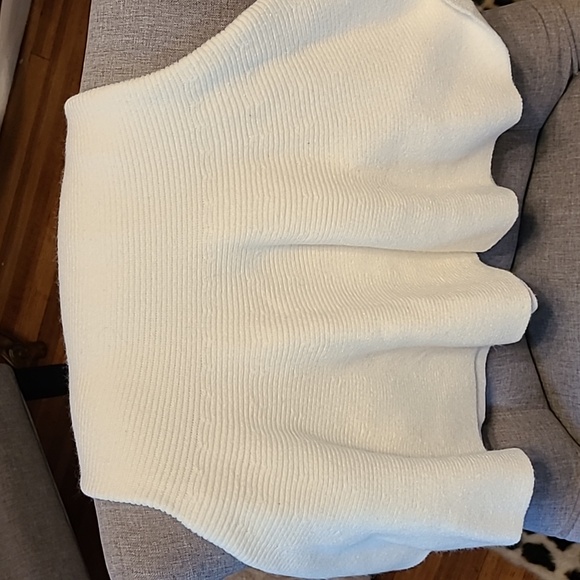 White A Line Sweater Dress with Flutter Skirt - Picture 4 of 4